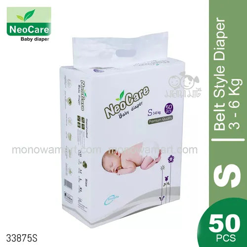 Neocare Premium BELT Baby Diaper S (3-6Kg) - 50s