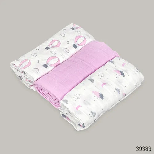 Sunnozy Muslin Cotton Swaddle Blanket Single Layer 44x44inch - 3Pcs