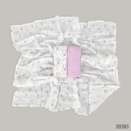 Sunnozy Muslin Cotton Swaddle Blanket Single Layer 44x44inch - 3Pcs
